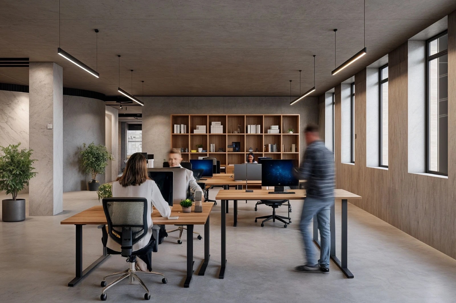 Rendering einer Büroetage des HIPROHUB-Gebäudes