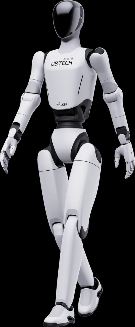 Der humanoide Roboter Walker C1 beim Gehen, Ansicht von hinten, offizieller Render des Herstellers, ohne Hintergrund